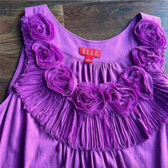 ELLE Tank Top Purple | Purple Tank Top | Tank Top with Flower Details | Floral - Picture 5 of 9
